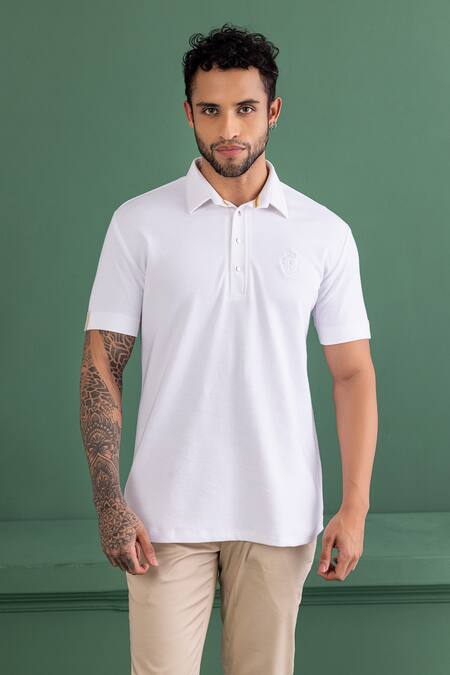 AMIT ARORA Buttoned Placket Half Sleeve T-Shirt 