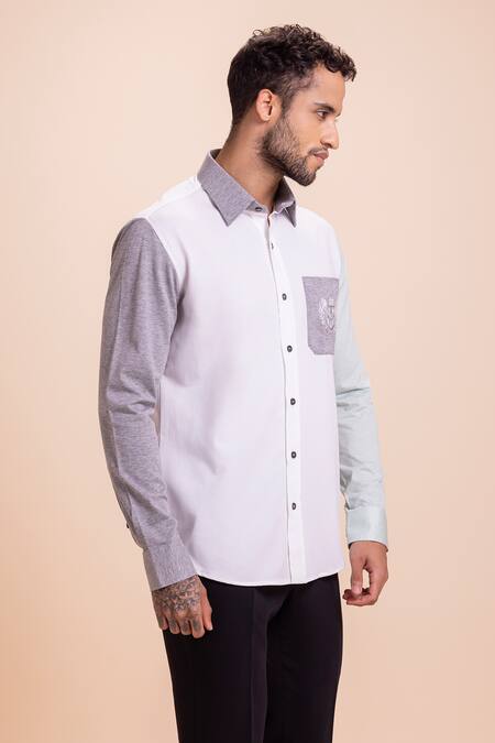 Buy Amit Arora White Cotton Embroidery Button Down Shirt Online at Aza Fashions Buy_Amit Arora_White Cotton Embroidery Button Down Shirt_Online_at_Aza_Fashions