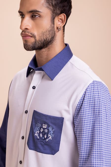 Buy_Amit Arora_White Cotton Embroidery Pocket Shirt