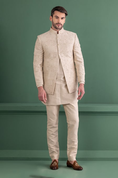 AMIT ARORA Thread Embroidered Jacket & Kurta Set 