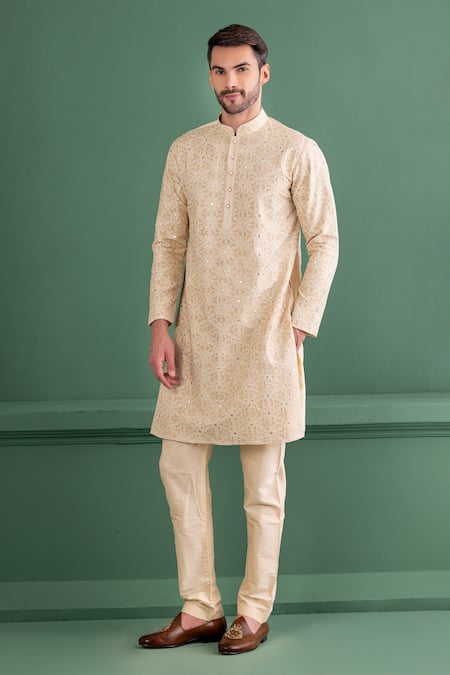 Buy Amit Arora Cream Silk, Chanderi, Cotton Embroidery, Metallic Thread Patchwork Kurta Set Online at Aza Fashions Buy_Amit Arora_Cream Silk, Chanderi, Cotton Embroidery, Metallic Thread Patchwork Kurta Set_Online_at_Aza_Fashions