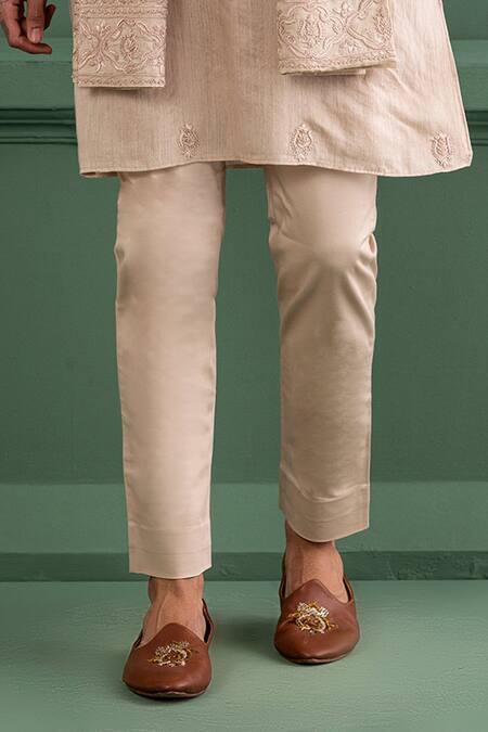 Amit Arora_Green Chanderi , Cotton Satin, Cotton, Embroidery Floral Kurta Set _Online_at_Aza_Fashions