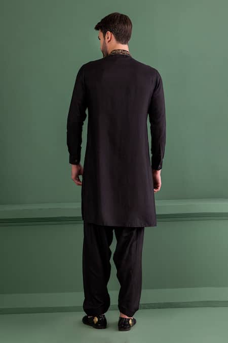 Shop Amit Arora Black Mohair Sequins, Zari Paisley Embroidered Kurta Set at Aza Fashions Shop_Amit Arora_Black Mohair Sequins, Zari Paisley Embroidered Kurta Set _at_Aza_Fashions