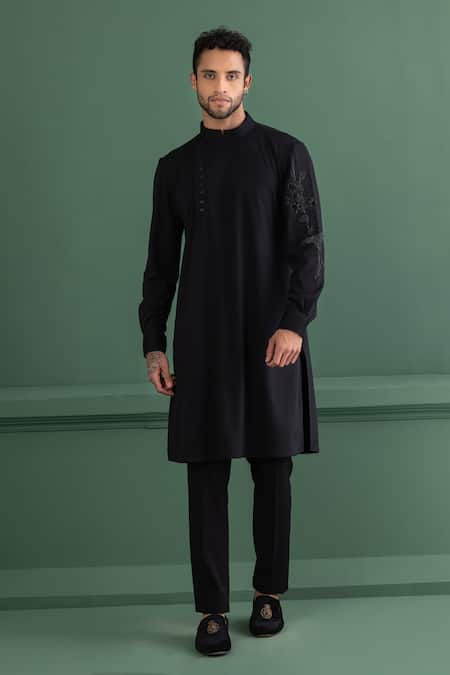 AMIT ARORA Floral Sleeve Embroidered Kurta 