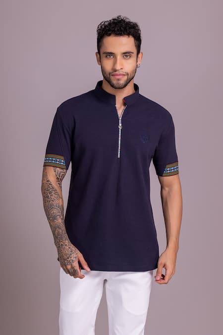 AMIT ARORA Sleeve Embroidered T Shirt 