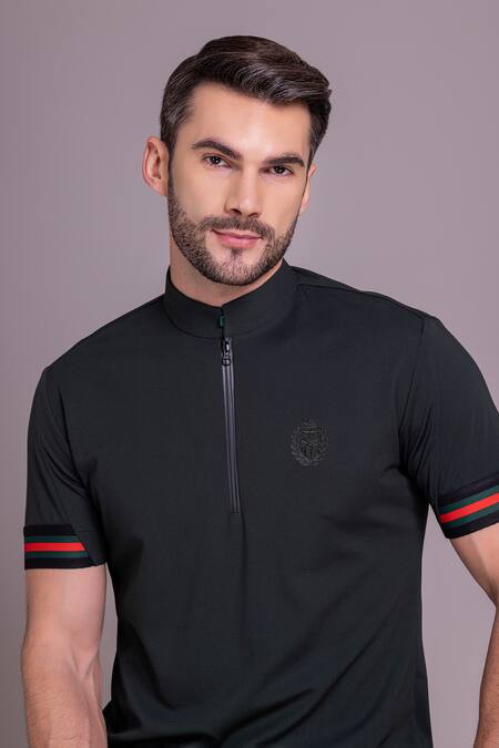 Buy_Amit Arora_Green Cotton Half Sleeve Plain T Shirt