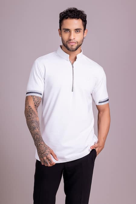 AMIT ARORA Half Sleeve Zipper T Shirt 