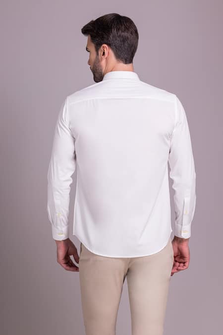 Shop Amit Arora White Embroidery Bear Motif Shirt at Aza Fashions Shop_Amit Arora_White Embroidery Bear Motif Shirt _at_Aza_Fashions