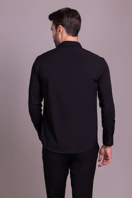 Shop Amit Arora Black Embroidery Horse Motif Shirt at Aza Fashions Shop_Amit Arora_Black Embroidery Horse Motif Shirt _at_Aza_Fashions