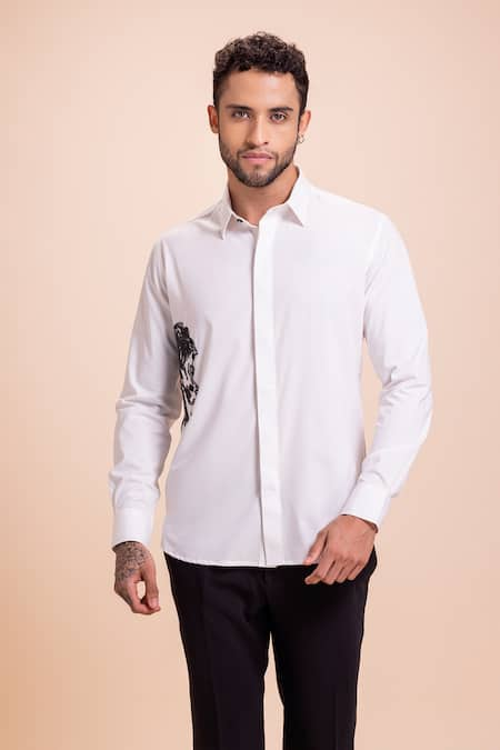 AMIT ARORA Horse Motif Hand Embroidered Shirt 