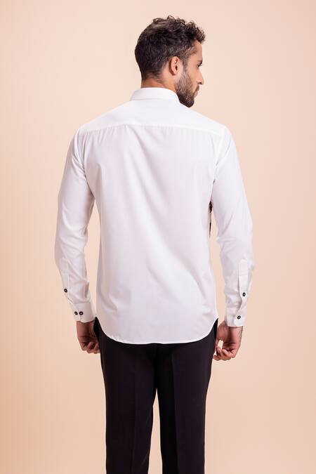 Shop Amit Arora White Cut Work Horse Motif Hand Embroidered Shirt at Aza Fashions Shop_Amit Arora_White Cut Work Horse Motif Hand Embroidered Shirt _at_Aza_Fashions