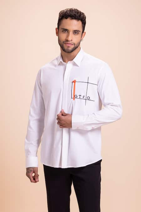 AMIT ARORA Letter Embroidered Shirt 