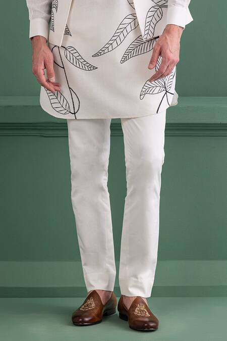 Amit Arora_Ivory Silk, Cotton Embroidery Bundi Kurta Set _Online_at_Aza_Fashions