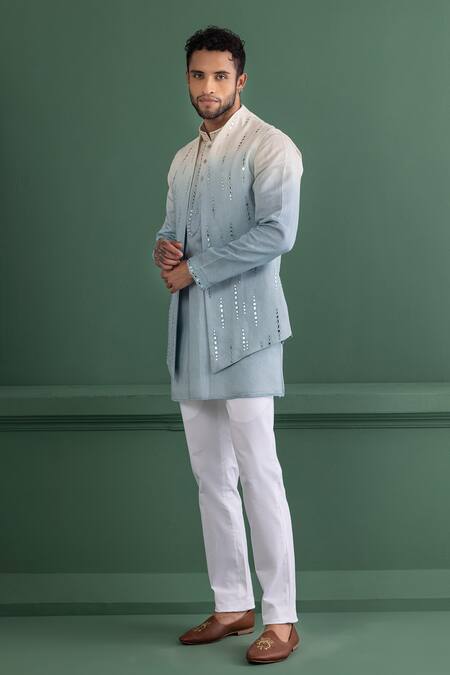 Buy Amit Arora Blue Chanderi , Cotton Satin, Cotton, Mirrors Ombre Bundi And Kurta Set Online at Aza Fashions Buy_Amit Arora_Blue Chanderi , Cotton Satin, Cotton, Mirrors Ombre Bundi And Kurta Set _Online_at_Aza_Fashions