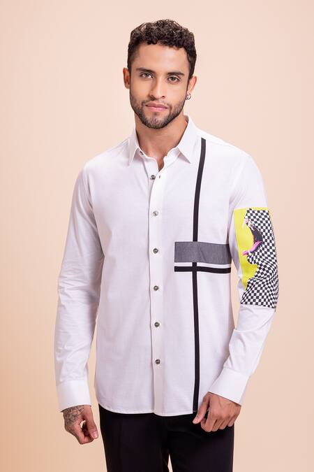 AMIT ARORA Patchwork Panel Shirt 