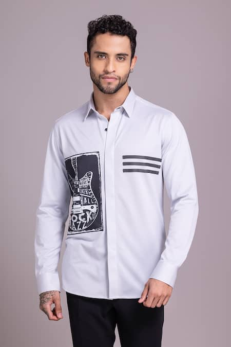 AMIT ARORA Guitar Patchwork Panel Shirt 