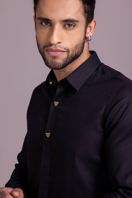 Buy Amit Arora Black Cotton, Lycra Plain Full Sleeve Shirt Online at Aza Fashions Buy_Amit Arora_Black Cotton, Lycra Plain Full Sleeve Shirt _Online_at_Aza_Fashions