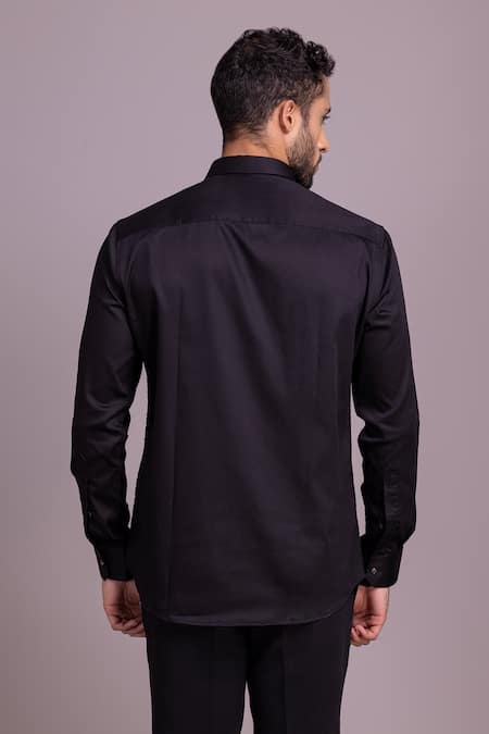 Amit Arora Plain Metallic Button Shirt 