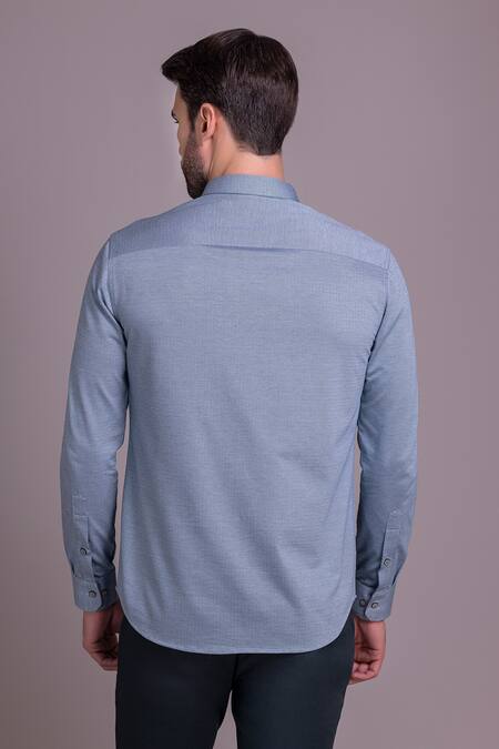 Shop Amit Arora Blue Cotton Embroidery Mickey Mouse Threadwork Shirt at Aza Fashions Shop_Amit Arora_Blue Cotton Embroidery Mickey Mouse Threadwork Shirt_at_Aza_Fashions