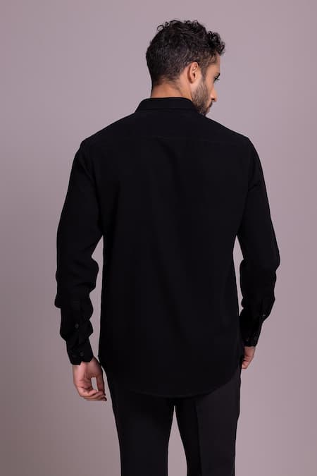 Shop Amit Arora Black Polyamide Beads Dragonfly Embellished Placement Shirt at Aza Fashions Shop_Amit Arora_Black Polyamide Beads Dragonfly Embellished Placement Shirt _at_Aza_Fashions