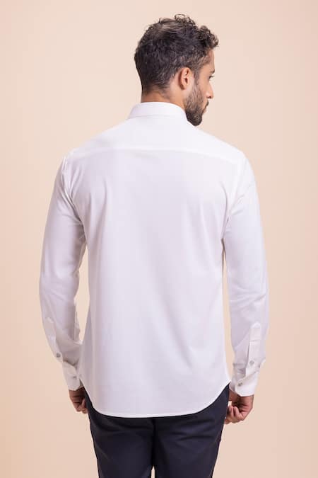 Shop Amit Arora White Cotton Sequins, Beads Criss-cross Embellished Shirt at Aza Fashions Shop_Amit Arora_White Cotton Sequins, Beads Criss-cross Embellished Shirt _at_Aza_Fashions