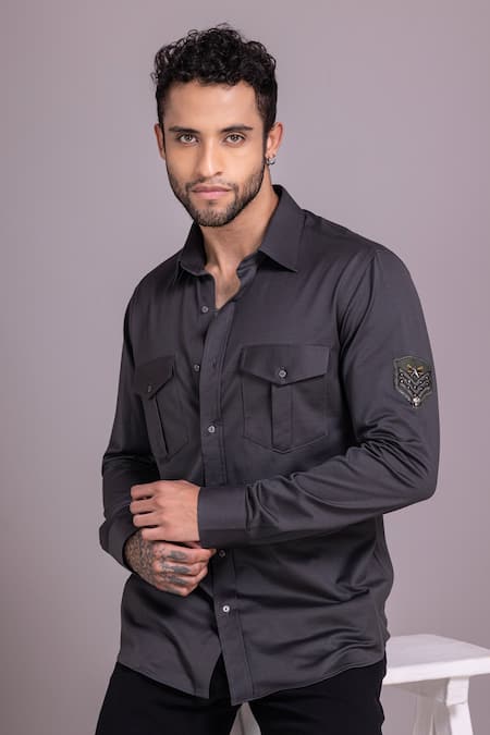 AMIT ARORA Placed Patch Pattern Shirt 