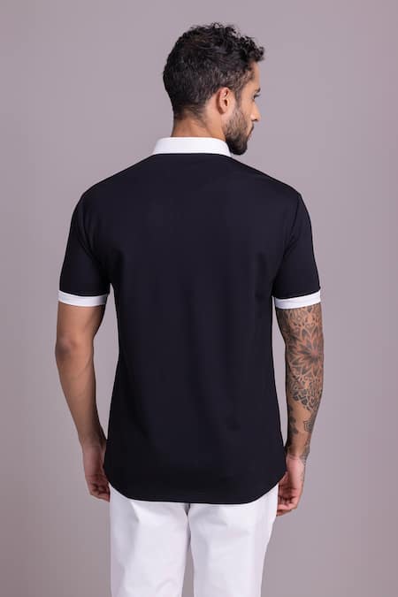 Amit Arora Contrast Border Threadwork T-Shirt 