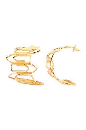Anaash_Gold Plated Paper Clip Bundle Hoops_at_Aza_Fashions
