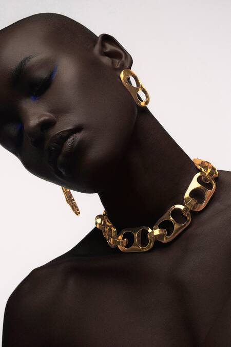 Anaash_Gold Plated Dramatic Can Opener Choker_Online_at_Aza_Fashions