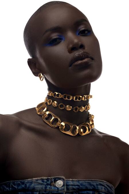 Shop_Anaash_Gold Plated Dramatic Can Opener Choker_Online_at_Aza_Fashions
