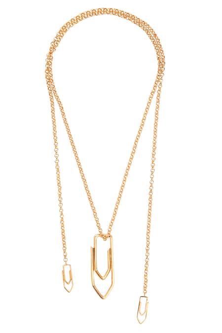 Buy_Anaash_Gold Plated Paper Clip Lasso Necklace