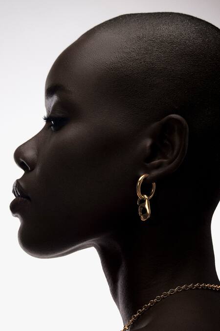 Anaash_Gold Plated Dramatic Can Opener Hoops_Online_at_Aza_Fashions