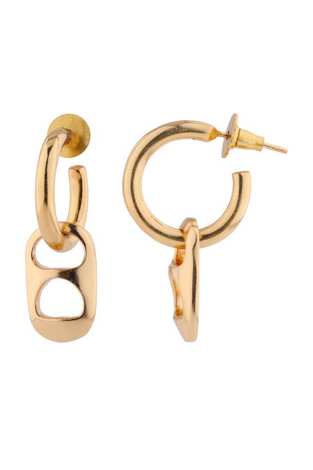 Shop_Anaash_Gold Plated Dramatic Can Opener Hoops_Online_at_Aza_Fashions