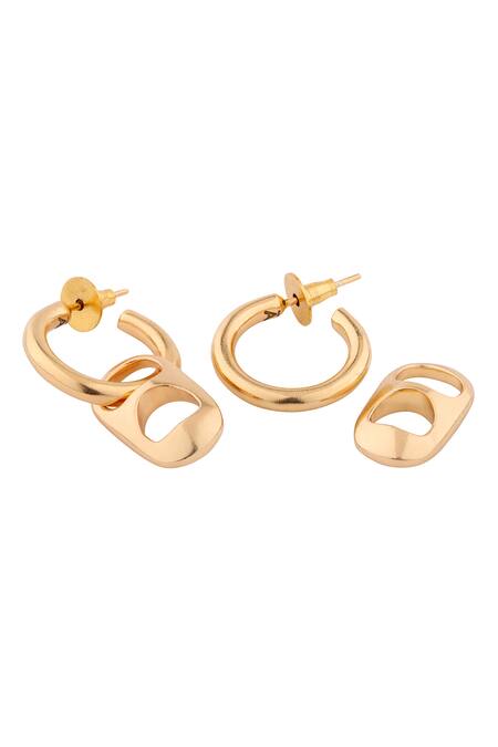 Anaash_Gold Plated Dramatic Can Opener Hoops_at_Aza_Fashions