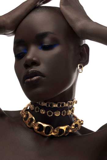 Anaash_Gold Plated Petite Can Opener Stud Hoops_Online_at_Aza_Fashions