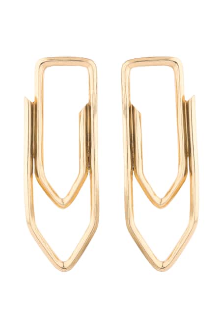 Shop Anaash Gold Plated Paper Clip Studs at Aza Fashions Shop_Anaash_Gold Plated Paper Clip Studs_at_Aza_Fashions