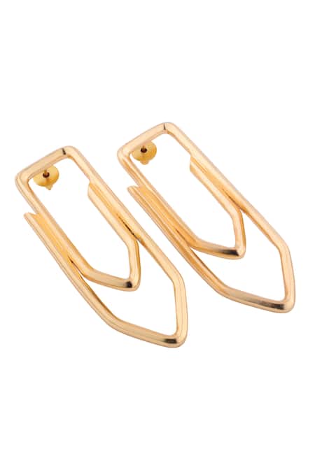 Shop Anaash Gold Plated Paper Clip Studs Online at Aza Fashions Shop_Anaash_Gold Plated Paper Clip Studs_Online_at_Aza_Fashions