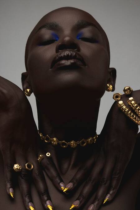 Anaash_Gold Plated Nut Ring_Online_at_Aza_Fashions