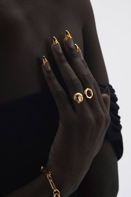 Buy_Anaash_Gold Plated Nut Ring_Online_at_Aza_Fashions