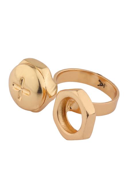 Shop_Anaash_Gold Plated Nut Ring_Online_at_Aza_Fashions