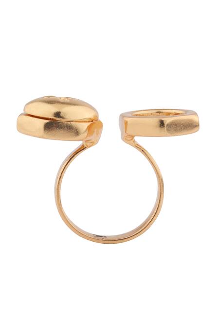Anaash_Gold Plated Nut Ring_at_Aza_Fashions