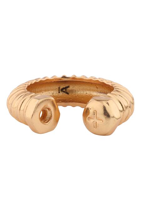 Shop_Anaash_Gold Plated Twisted Screw Toolkit Ring_Online_at_Aza_Fashions