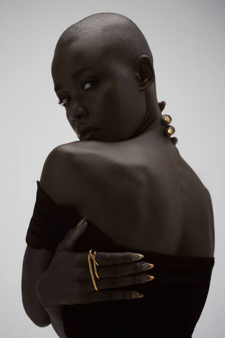 Anaash_Gold Plated Trinity Ring_Online_at_Aza_Fashions