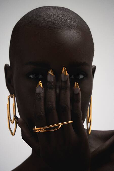 Buy_Anaash_Gold Plated Trinity Ring_Online_at_Aza_Fashions