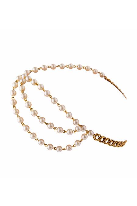 Rejuvenate Jewels White Pearls Passionate Bridal Mathapatti Online at Aza Fashions Rejuvenate Jewels_White Pearls Passionate Bridal Mathapatti _Online_at_Aza_Fashions