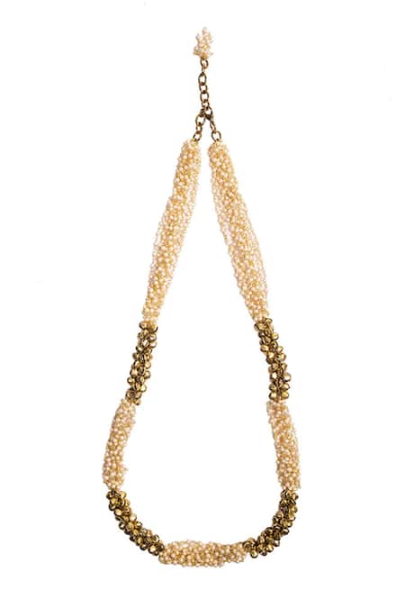 Shop Rejuvenate Jewels White Ammanya Necklace at Aza Fashions Shop_Rejuvenate Jewels_White Ammanya Necklace _at_Aza_Fashions