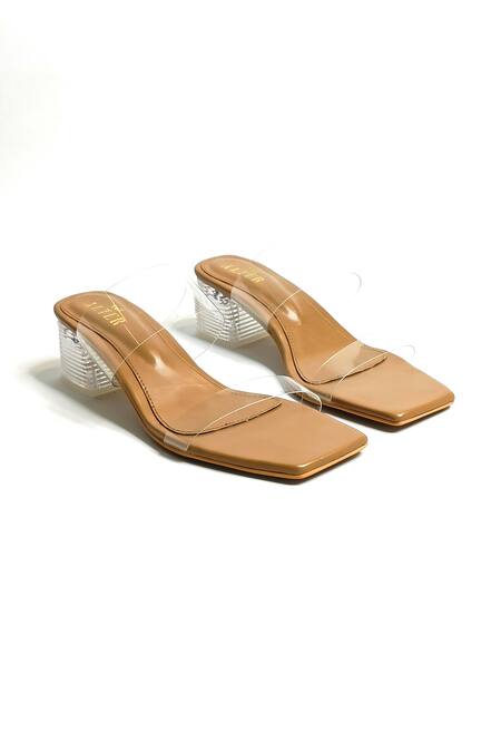 The Alter Beige Clear Two Strap Acrylic Heels Online at Aza Fashions The Alter_Beige Clear Two Strap Acrylic Heels_Online_at_Aza_Fashions