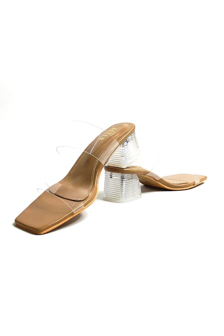 Shop The Alter Beige Clear Two Strap Acrylic Heels Online at Aza Fashions Shop_The Alter_Beige Clear Two Strap Acrylic Heels_Online_at_Aza_Fashions