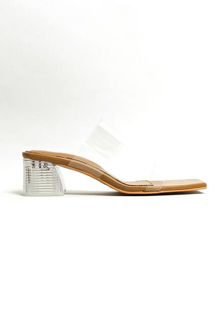 The Alter Beige Clear Two Strap Acrylic Heels at Aza Fashions The Alter_Beige Clear Two Strap Acrylic Heels_at_Aza_Fashions
