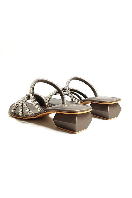 The Alter_Grey Stones Norah Embellished Heels _at_Aza_Fashions